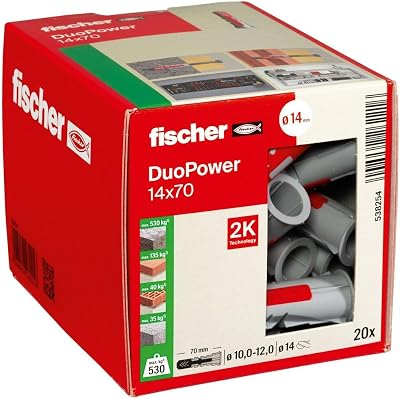 fischer DuoPower 14 x 70 Plug universal concrete brick gypsum board 20