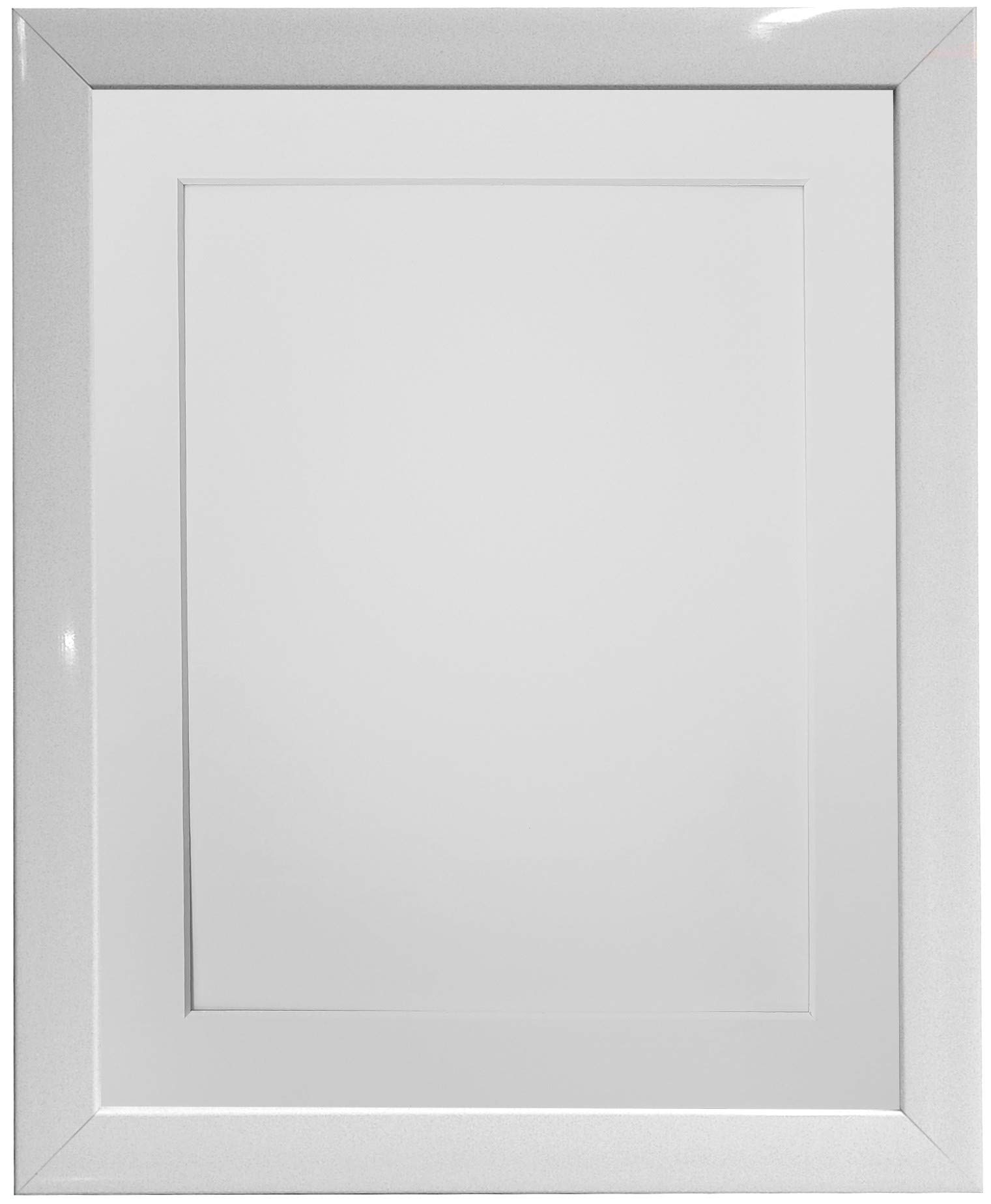 FRAMES BY POST 0.75 Inch White Picture Photo Frame With White Mount 12 x 10 Image Size 9 x 7 Inch Plastic Glass
