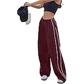 LAOARA Women Y2K Baggy Track Pants Elastic Waist Wide Leg Parachute Jogger Sweatpants