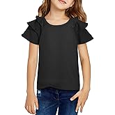 DOKOTOO KIDS Girls Ruffle Sleeve Shirts Summer Cute Crewneck Blouse Tops 6-15 Years