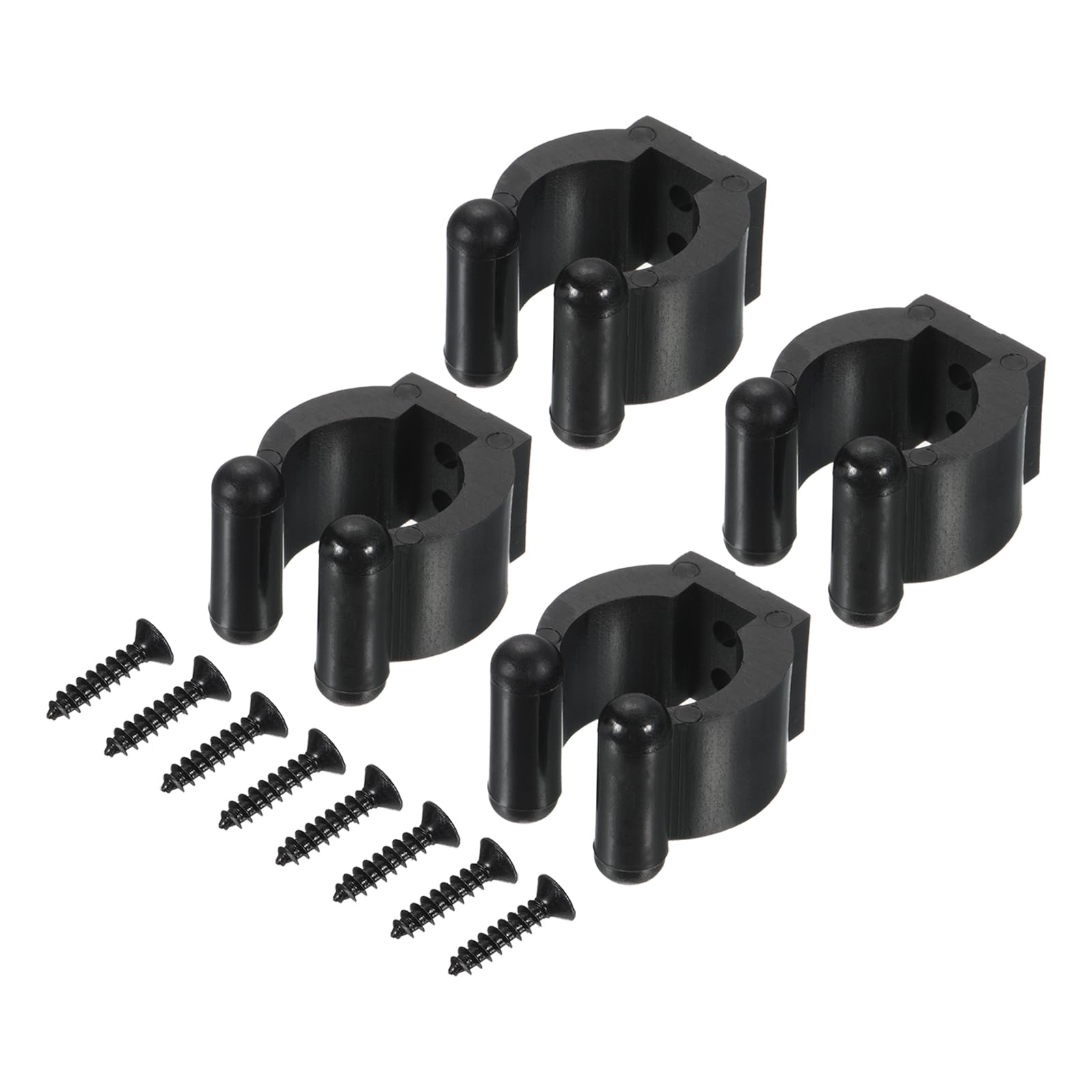M METERXITY 4 Pack Billiards Cue Locating Clip Holder - Plastic Lightweight Pool Stick Clips, Wear-Resistant, Apply to Fishing Rod Pool Cue (17mm Dia, Black)