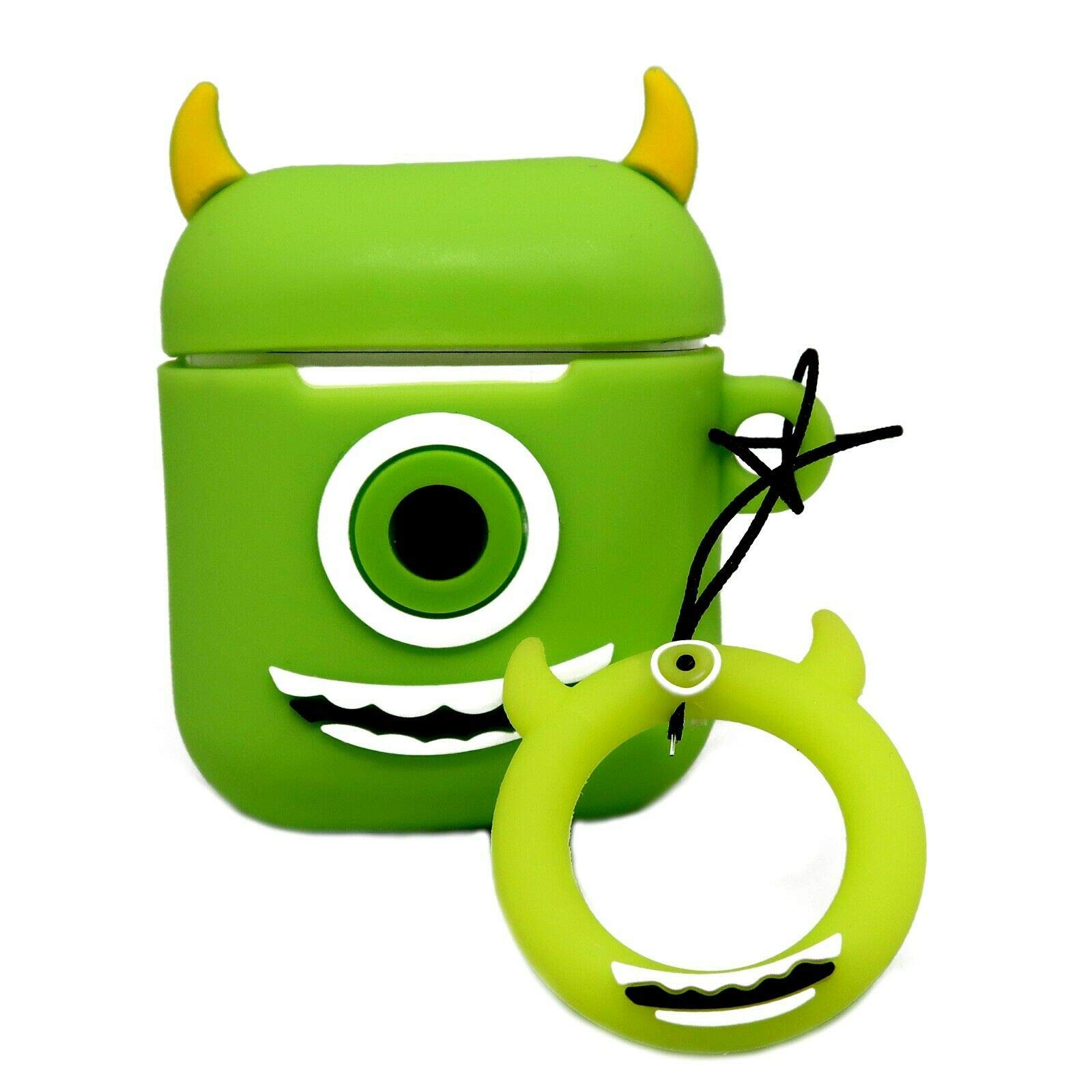 BestWayDigital Airpod Case Cover Green Novelty Cartoon Silicone Skin Cover Protective Air Pod 1st/2nd Generation 3D Funny Cute Character Keychain Rubber