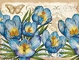 Perfect Timing - Lang Blue Floral Deluxe Note Card Set by Tim Coffey, 5.25 x 4 inches, 12 Cards and Envelopes (2080502)
