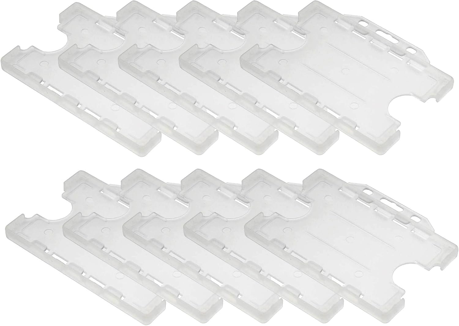 Customcard Ltd Double-Sided ID Card Holder - Secure, Clear Plastic for 2 Credit-Sized Cards (85mm x 54mm) - Durable, Lightweight for Work, School, Events- ID Card Holder for Lanyard (Clear,Pack of 10)