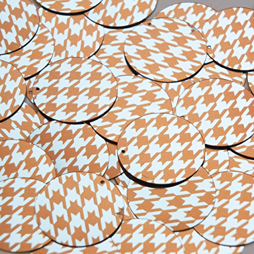 Sequin Orange Silver Houndstooth Pattern Metallic Round 30mm Couture Loose Paillettes