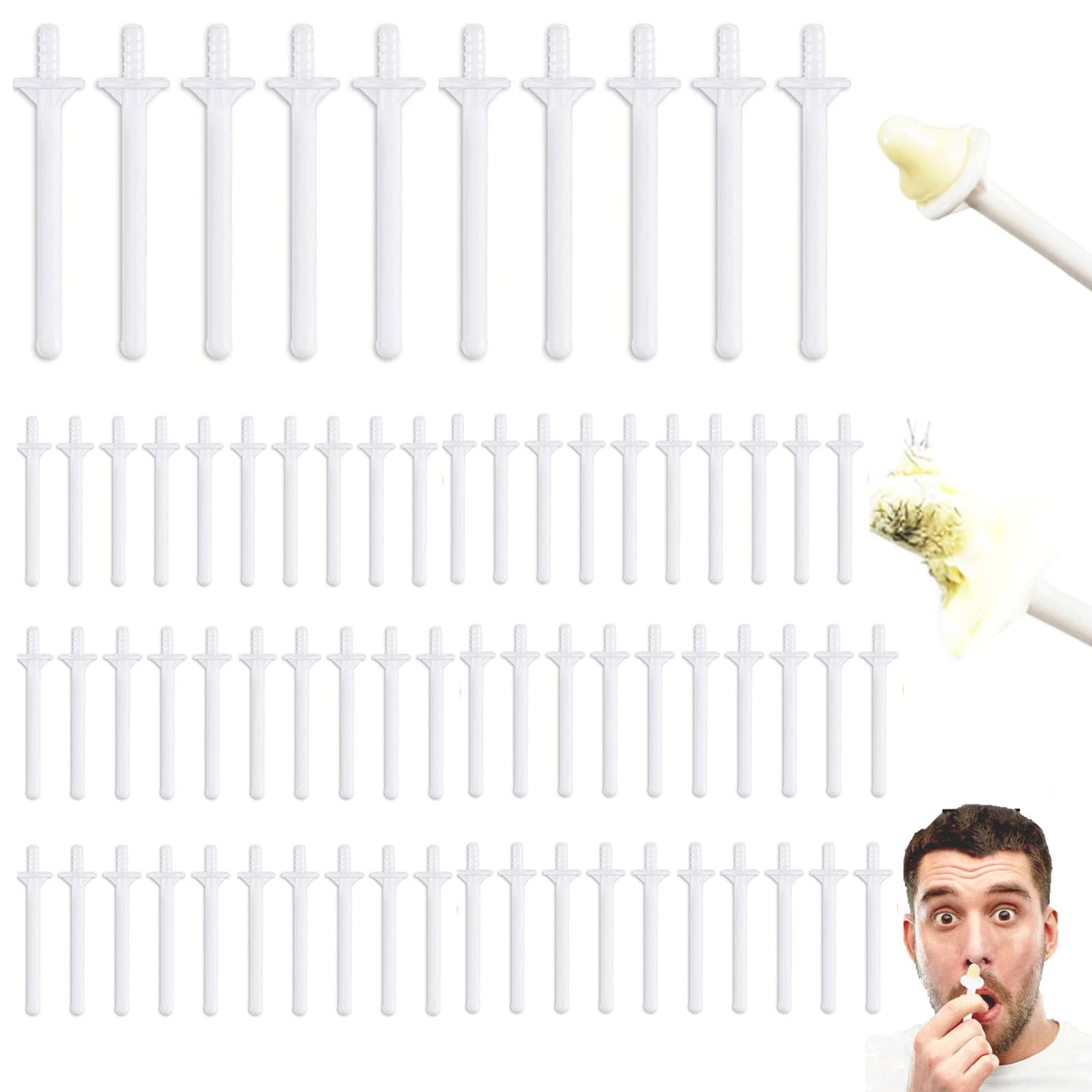 100 Disposable Nose Hair Removal Sticks - Men's Nose Waxing Applicators Kit for Nostril Cleaning