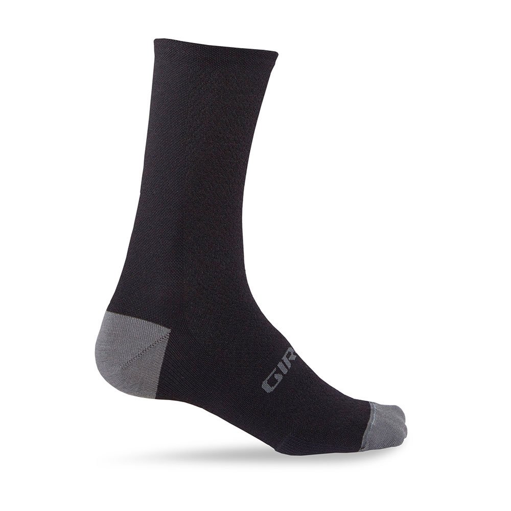 Photo 1 of Giro HRc+ Merino Wool Cycling Nylon-Reinforced Toe Socks - Black/Charcoal (2023), Small