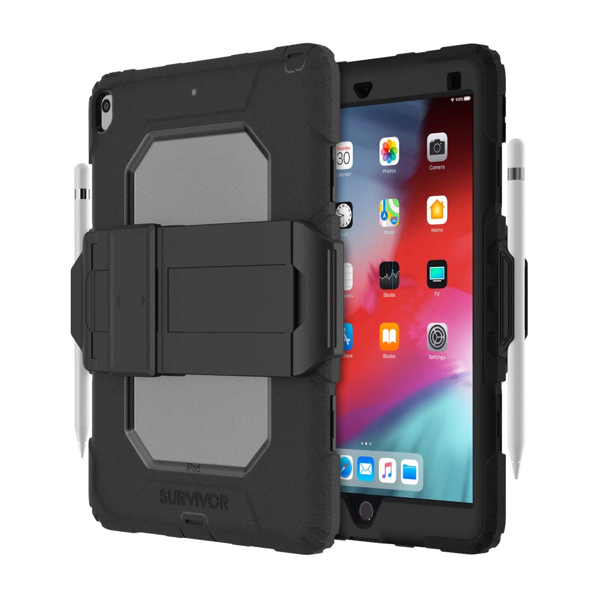 Griffin Survivor All-Terrain - Protective case for tablet - rugged - silicone, polycarbonate - black, clear - for Apple 10.5-inch iPad Air (3rd generation)