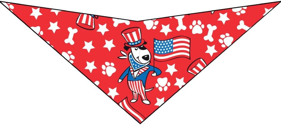 American Flag, Paws and Bones Triangle Dog Bandana