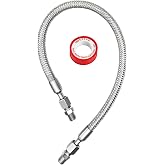 Draovikra 1/4 NPT x 20 in Air Compressor Jumper Hose, 870 PSI | Braided stainless steel compressor hose with corrugated core and G1/4 swivel ends for pump-to-tank air lines