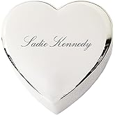 Crezusvo Personalized Heart Jewelry Keepsake Box, Anniversary for Friend Co-worker Wife or Daughter gifts with Custom Engraved Name or Initials, Silver Toned