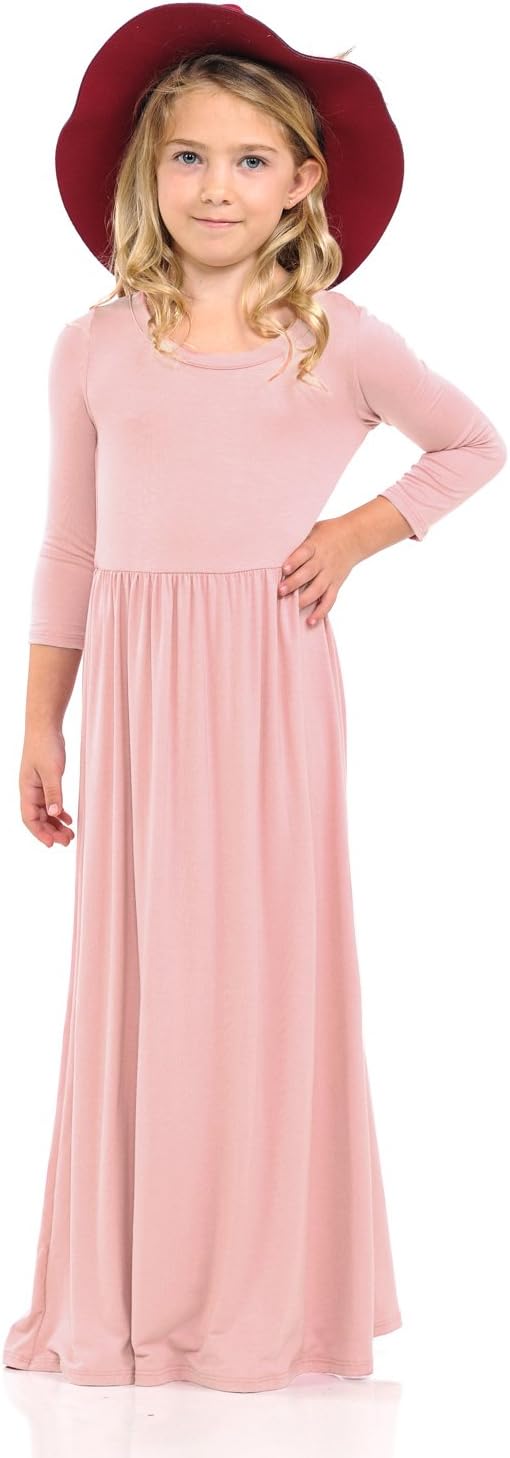 Honey Vanilla Girls' Fit and Flare Maxi Dress with Easy Removable Label