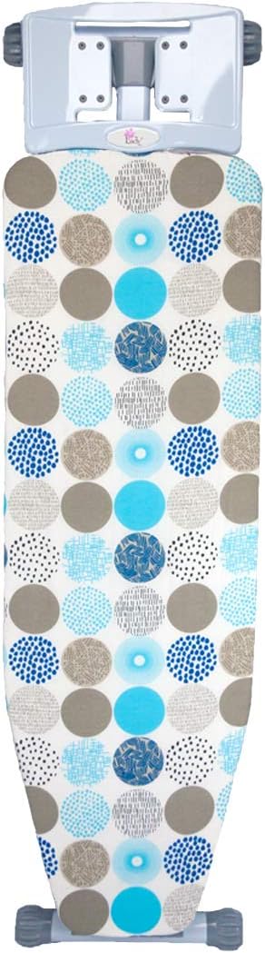 Lady Professional Wide Steel Mesh Top Ironing Board with Solid Steam Iron Rest and Cotton Cover