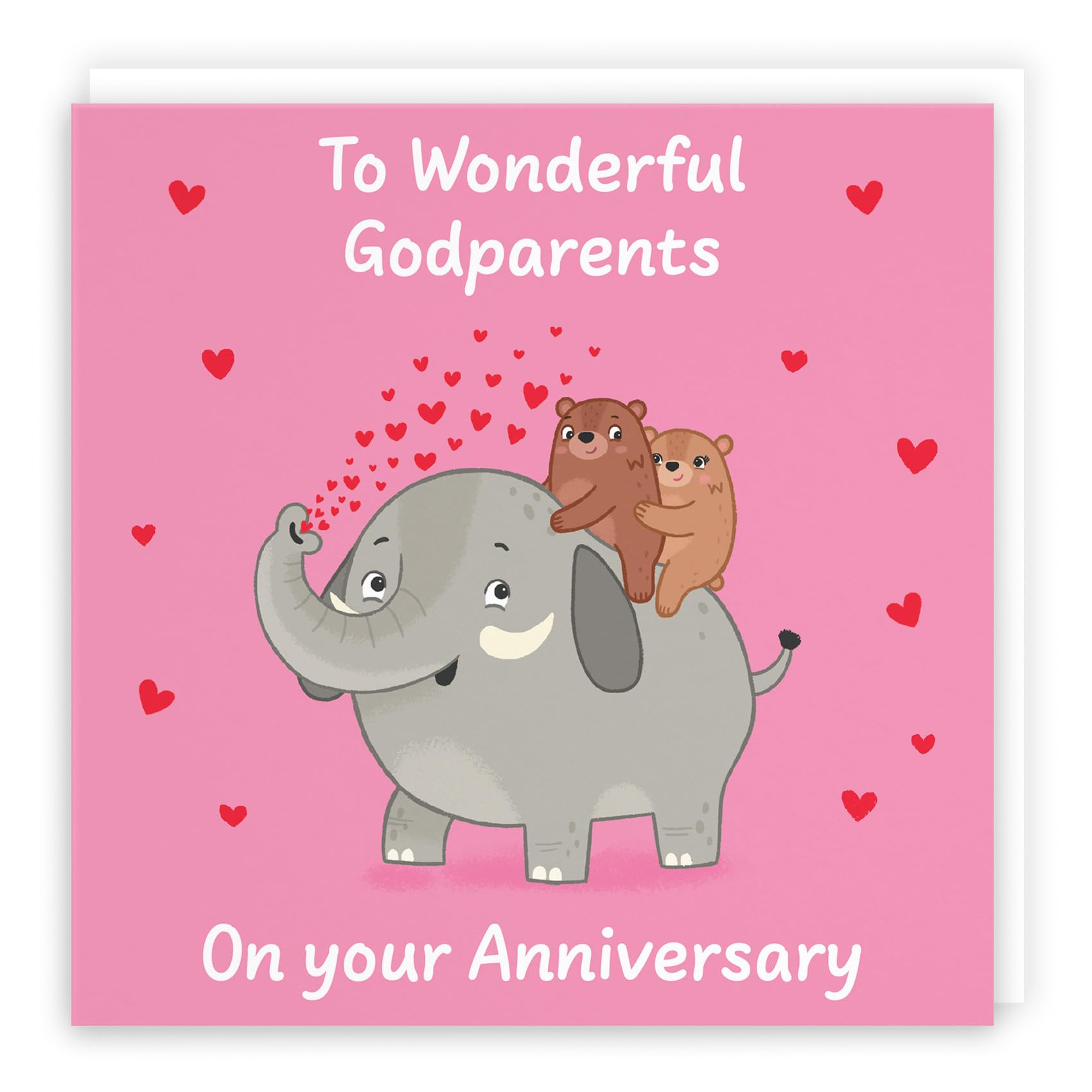 Hunts England - Cute Elephant Love Godparents Anniversary Card - Fun Bears Anniversary Card - Love Story Collection