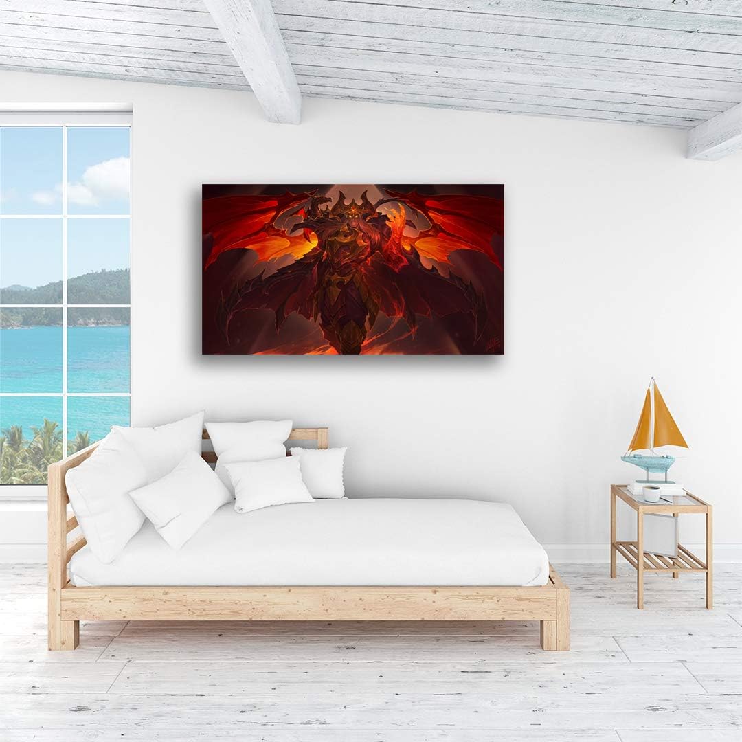 LOL Peel and Stick Wallpaper Bedroom wallpaper-47 x31 in-Oil Paintings Canvas for Home Office Decorations Stick Wallpaper for League Legends (Dragon Master Swain)