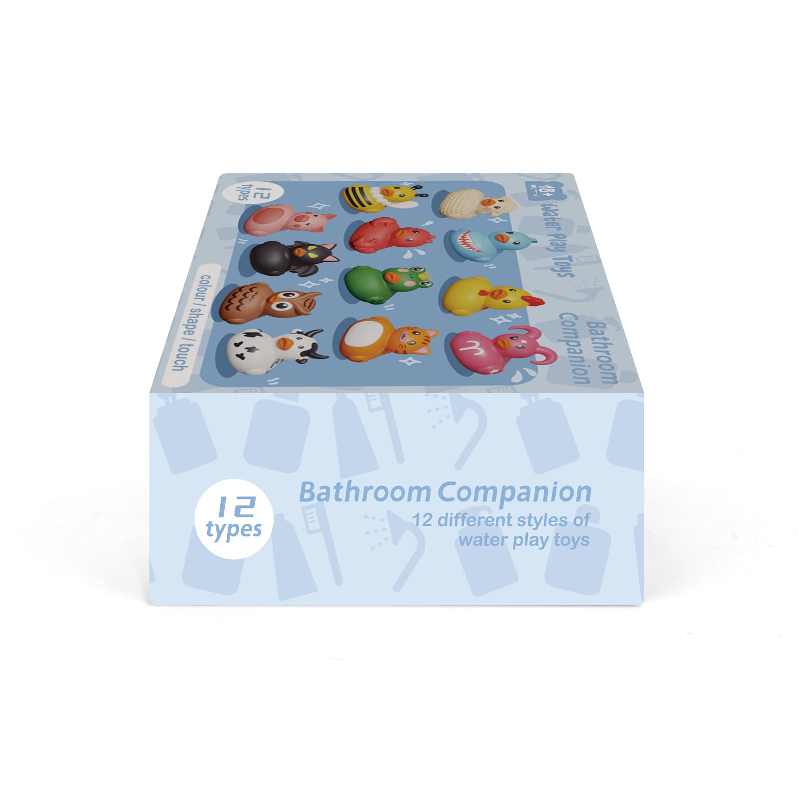 12PCS Rubber Ducks,Toddler Bath Toys,No Hole Bathtub Toys,Baby Pool Toys for 18 Months and Older