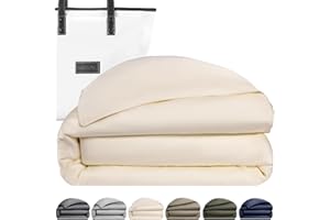 KOSMU Luxury Bamboo Viscose Duvet Cover | 100% Pure Bamboo Viscose, Soft, Breathable and Cooling for Hot Sleeper | Piped Edge, Hidden Zipper Closure, 8 Corner Ties and Button Closure (Cream, Queen Size)