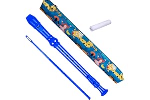 Utmiko 8 Hole Descant Soprano Recorder with Recorder Case Bag Cleaning Stick, Musical Instruments Flute For Kids and Adults (Blue)