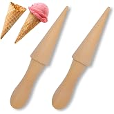 Ooyhool 2 Pcs Ice Cream Cone Cream Horn Pizzelle Waffle Egg Roll Mold | Reusable wooden dessert making tool, perfect for kitchen cooking, baking and DIY creation