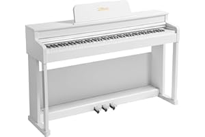 ZHRUNS Digital Piano, 88 Key Full Weighted Keyboard Piano, Professional Acoustic Heavy Hammer Piano Keyboard, with Sheet Music Stand, Triple Pedal, Power Adapter, Supports USB-MIDI Connecting, White