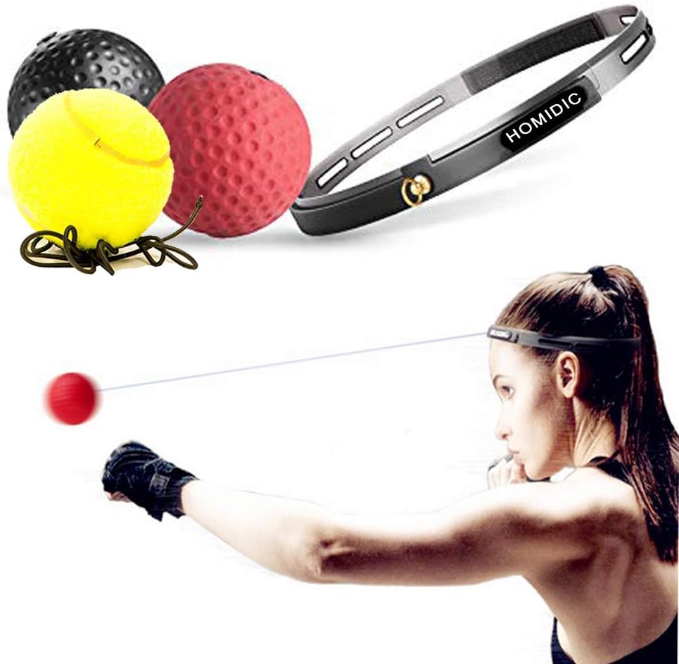 Homidic Reflex Boxing Ball, 3 Speed Levels Boxing Fight Balls With Soft Perspiration Headband for improving Speed, Hand Eye Coordination and Punching Accuracy For Adult/Kids