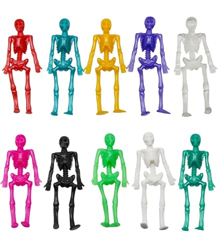 12 Mini Figurines Squelettes Halloween - 14 Cm, Avec Corde De Jute 5m, Pour Décoration Maison Hantée, Cimetière, Fête