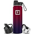 IRON °FLASK Camping & Hiking Hydration Flask with 3 Lids - Stainless Steel, Double Walled & Vacuum Insulated Water Bottle - Leak Proof & BPA Free (Dark Rainbow, Spout - 22 oz)