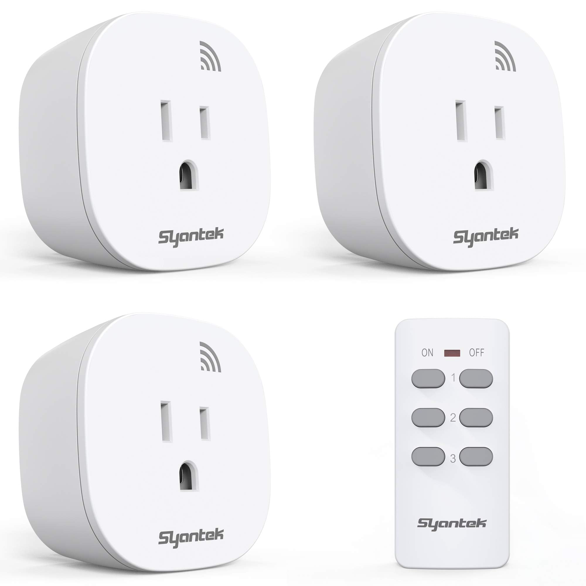 Photo 1 of **INCOMPLETE** Syantek Remote Control Outlet Wireless Light Switch for Household Appliances, Expandable Remote Light Switch Kit, Up to 100 ft Range, FCC Certified, ETL Listed, White (3 Outlets + 1 Remotes)
