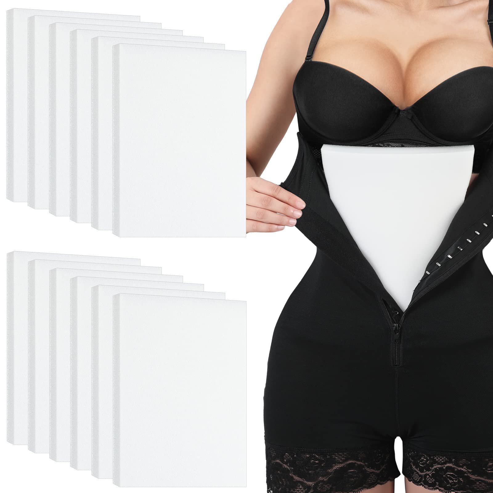 Photo 1 of Sosation 12 Pcs Lipo Foam Board Post Surgery Foam Pads for Lipo Recovery Supplies Surgery Post liposuction pad Compression Garment, 8 x 11 Inches, White