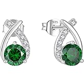 Starchenie 925 Sterling Silver Stud Earrings for Women - 6mm Round Birthstones Earrings Birthday Jewelry Gifts