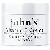 John's Vitamin E, A & D Collagen Cream – 16 oz Aloe-Enriched Moisturiser for Face & Body – Nourishing Vitamin E Skin Cream for Dry, Sensitive Skin