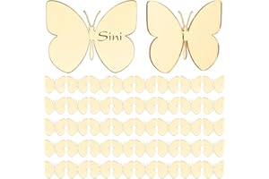 ORIGACH 40 Pcs Mirror Gold Butterfly Shape Acrylic Place Cards 6.5 x 5.3 cm, DIY Blank Name Tags for Wedding Birthday Party A
