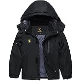 Keevoom Boy's Waterproof Ski Jacket Winter Warm Thick Snow Coat Windproof Fleece Kids Outdoor Hooded Snowboard Jackets