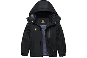 Keevoom Boy's Waterproof Ski Jacket Winter Warm Thick Snow Coat Windproof Fleece Kids Outdoor Hooded Snowboard Jackets