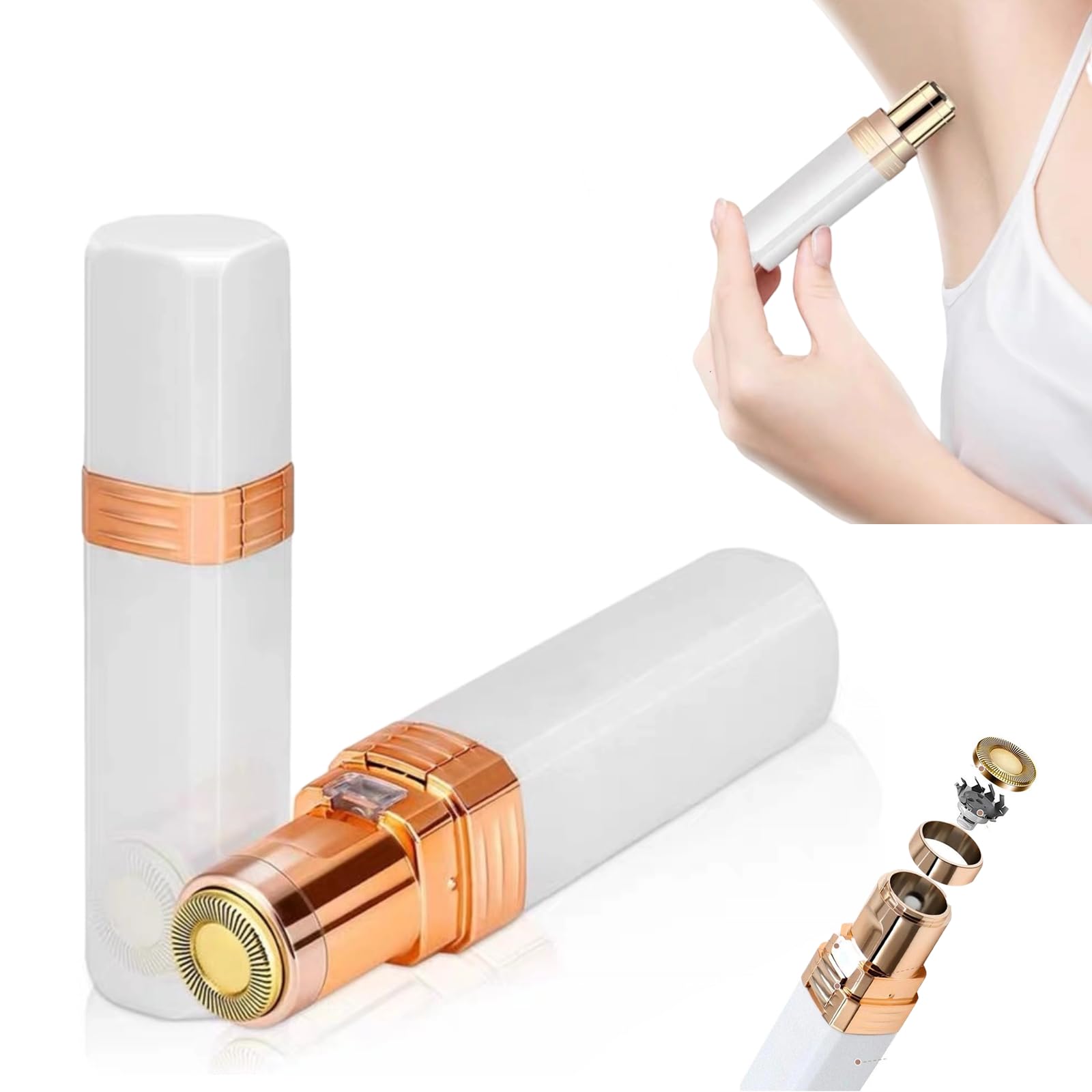 Electric Remover for Women, Cute Lipstick Shape Facial & Body Removal Machine, Epilator with Accessories, White