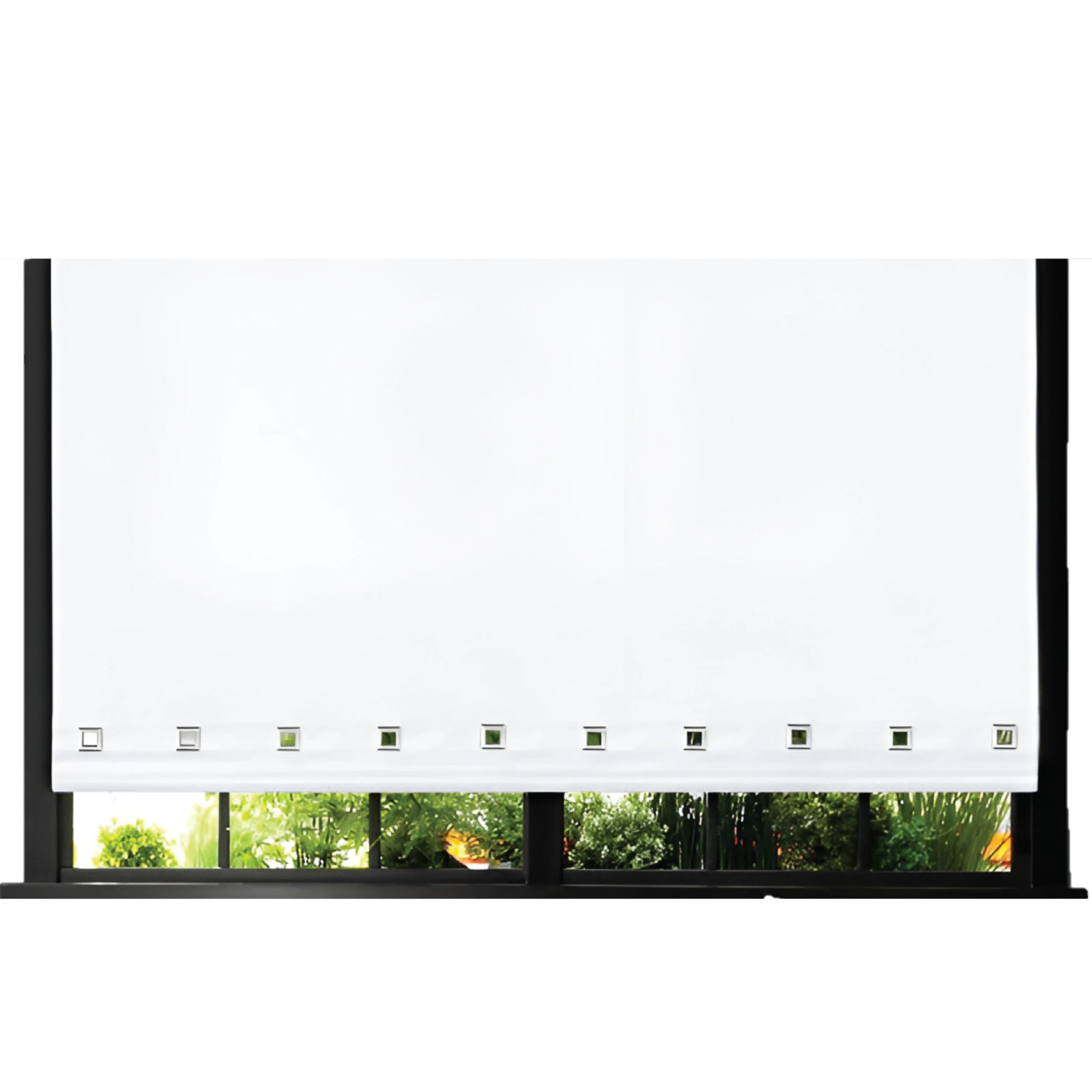 Funky Gadgets Square Eyelet Light Filtering Roller Blinds -Window Shades Easy Fit Polyester Fabric Daylight Trimmable Roller Blind- Child Safe Metal Tube with Fittings (W90 x L210cm, White)