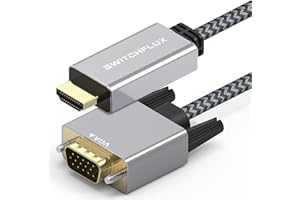 SWITCHFLUX HDMI to VGA Active 6.6Feet Cable Gold-Plated Video Converter Cord, HDMI Male to VGA Male Unidirection Adapter Comp
