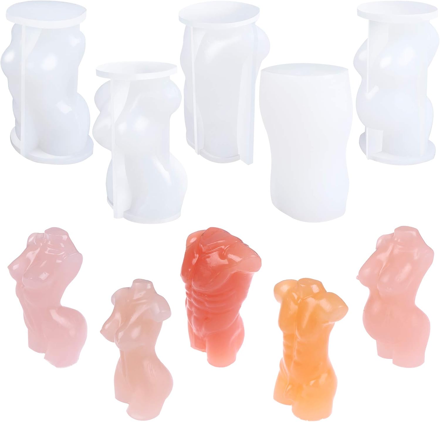 5 Pack Silicone Candle Moulds 3D Body Shape Mould Stand Ornaments Resin