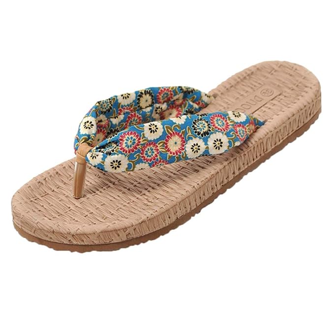 Vovotrade Das böhmische Pin-to-Slip-Pantoffel der Damen trägt Flip-Flops, zufällige Ferienart, bunte Grafik der Sonnenblume, 