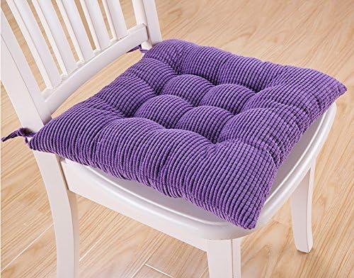 Comfortable & Soft Seat Cushions Kitchen Dining Chair Pad with Ties (Large, Purple)