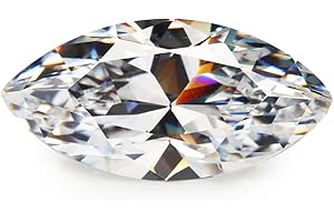 JIANGYUANGEMS 50pcs 5A Marquise Shape Europe Machine Cut White Cubic Zirconia Stone Loose CZ Synthetic Gemstone for Jewelry Making