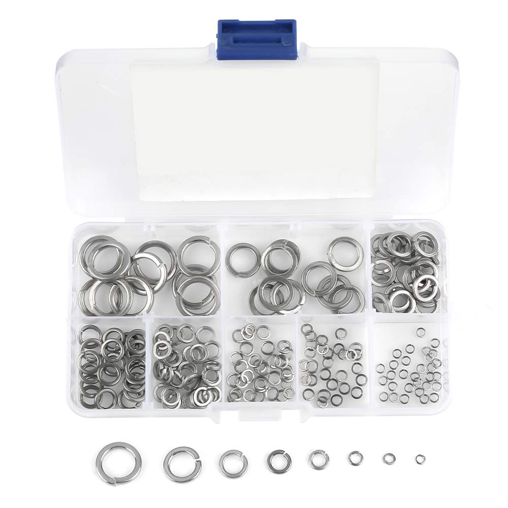 Honiwu 180PCS Stainless Steel Spring Lock Washers, M2-M10 Assortment Kit with Storage Box