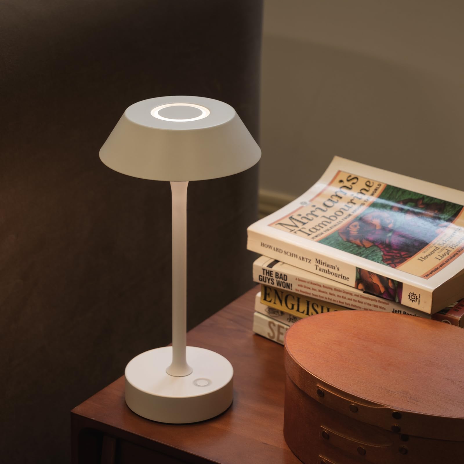 Photo 1 of MAGCHARM Elva Portable Table Lamp, Small Cute Cordless Rechargeable Table Lamp, 3W LED Dimmable Touch Light with 3-Color Temp, Modern Bedside Nightstand Light for Bedroom Ambient, White