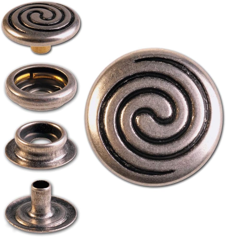 10 Poppers' Double Spiral ' 15.2 Mm Silver Antique Shutter Motor: Easy (Were Nickel-Free)