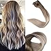 Full Shine 16 inch Clip in Ombre Human Hair Extensions Full Head Clip in Hair Extensions Blonde Balayage Color #8 Fading to #60 and #18 Ash Blonde 10 Pcs 100gram Full Head Set