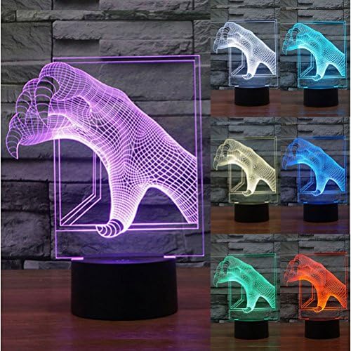 ZLTFashion 3D Visual Optical Illusion Colorful LED Table Lamp Touch Cool Design Night Light Christmas Prank Gifts Romantic Holiday Creative Gadget (Monster claw 2)