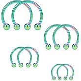 SCERRING 8PCS 16G Stainless Steel Nose Septum Horseshoe Earring Eyebrow Septum Lip Helix Tragus Piercing Ring 6-12mm
