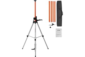 VEVOR Laser Level Tripod, 1/4"-20 & 5/8"-11 Thread Mount, 40.94-133.85 inch Height Adjustment with Level Bubble & Heavy-Duty 