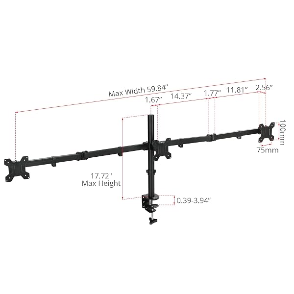 SIIG ARTICULATING TRIPLE MONITOR DESK MOUNT DESK MOUNT, BLACK (CE-MT0R12-S3)