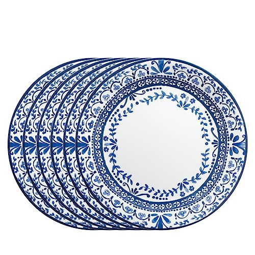 Corelle Vitrelle 6 PIECE Dinner Plates Set Triple Layer Glass and Chip Resistant, Lightweight Round Plates, Portofino